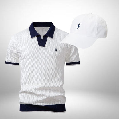 Ralph Lauren Set – Textured Polo Shirt & Cap for Men