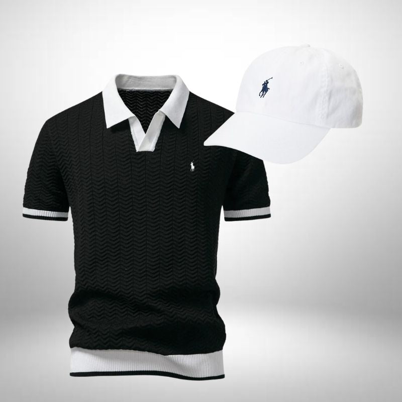 Ralph Lauren Set – Textured Polo Shirt & Cap for Men