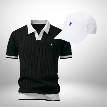 Ralph Lauren Set – Textured Polo Shirt & Cap for Men