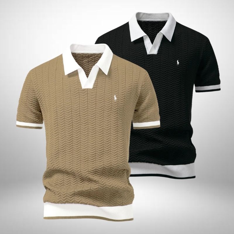 Ralph Lauren Set: 2 Polo Shirts – Textured and Elegant