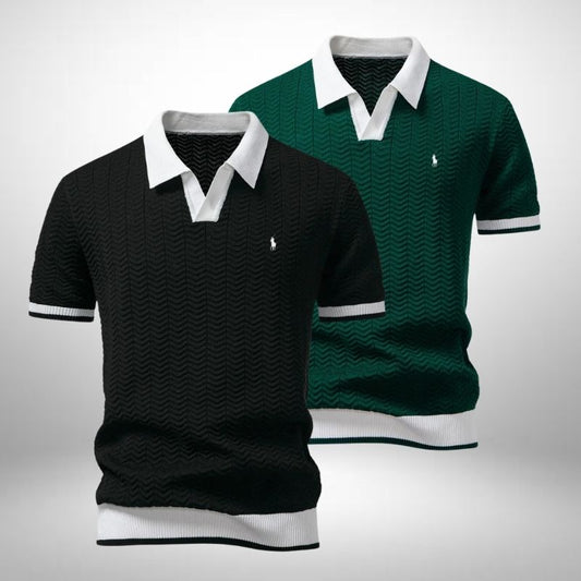 Ralph Lauren Set: 2 Polo Shirts – Textured and Elegant