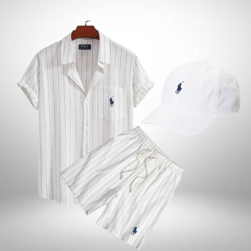 Ralph Lauren Striped Set – Polo Shirt, Shorts & Cap