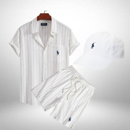 Ralph Lauren Striped Set – Polo Shirt, Shorts & Cap