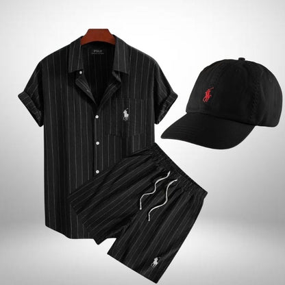 Ralph Lauren Striped Set – Polo Shirt, Shorts & Cap