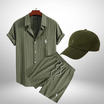 Ralph Lauren Striped Set – Polo Shirt, Shorts & Cap