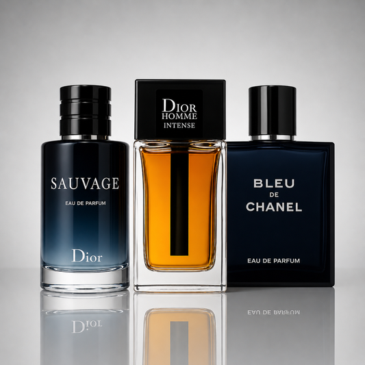 Combo of 3 men’s perfumes – Dior Sauvage, Bleu de Chanel, Dior Homme Intense