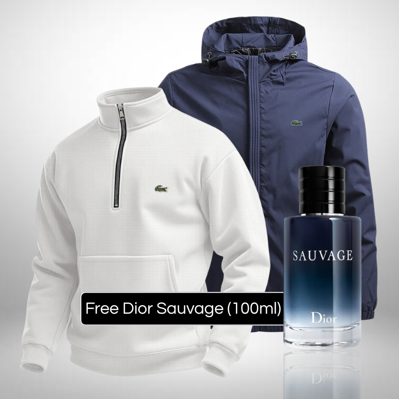 Lacoste Set – 1 Sweater & 1 Winter Jacket – Get a Free Sauvage Dior (100 ml)