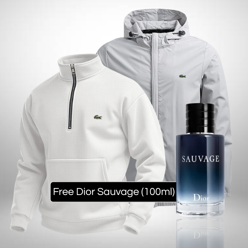 Lacoste Set – 1 Sweater & 1 Winter Jacket – Get a Free Sauvage Dior (100 ml)