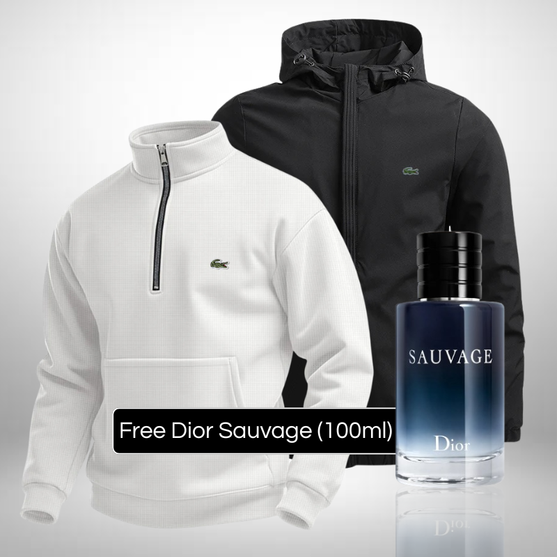 Lacoste Set – 1 Sweater & 1 Winter Jacket – Get a Free Sauvage Dior (100 ml)
