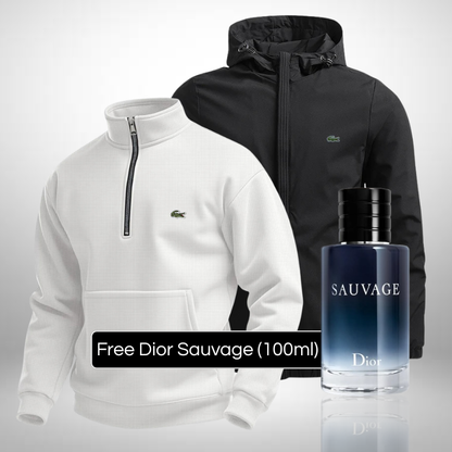 Lacoste Set – 1 Sweater & 1 Winter Jacket – Get a Free Sauvage Dior (100 ml)