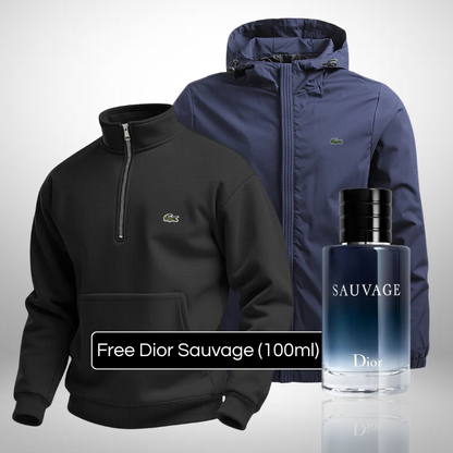 Lacoste Set – 1 Sweater & 1 Winter Jacket – Get a Free Sauvage Dior (100 ml)